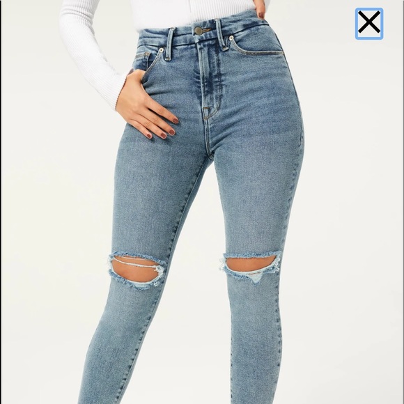 Good American good waist crop chew hem jeans - Picture 3 of 6